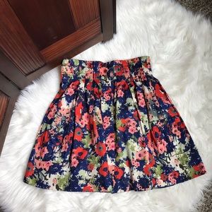 ANTHROPOLOGIE Floral Snap Skirt Sz 8